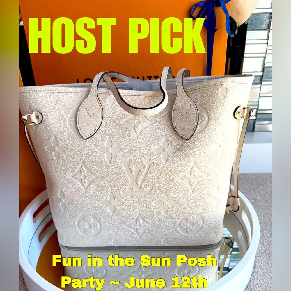 BRAND NEW Louis Vuitton Neverfull MM Monogram Empreinte Cream Leather Tote Bag - Picture 2 of 16